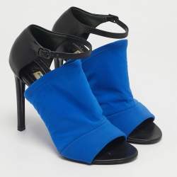 Pre Owned Balenciaga Glove Size 35 Black Leather and Neoprene Ankle Strap Sandals