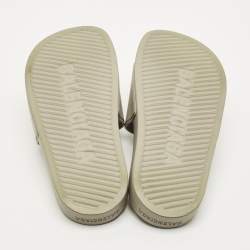 Pre Owned Balenciaga BB Logo Size 37 Grey Rubber Pool Slide