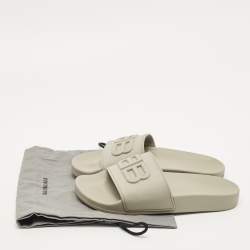 Pre Owned Balenciaga BB Logo Size 37 Grey Rubber Pool Slide