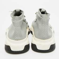 Pre Owned Balenciaga Speed Trainer Size 38 Grey Knit Fabric High Top Sneakers