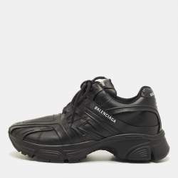 مملوكة مسبقًا Balenciaga Phantom Size 38 Black Faux Leather Lace Up Sneakers