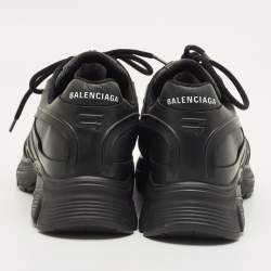 Pre Owned Balenciaga Phantom Size 38 Black Faux Leather Lace Up Sneakers