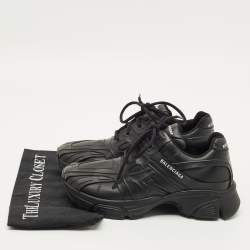 Pre Owned Balenciaga Phantom Size 38 Black Faux Leather Lace Up Sneakers