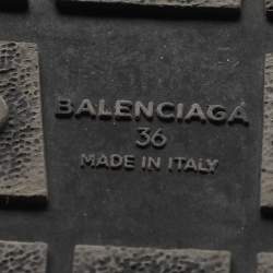 Pre Owned Balenciaga Race Runner Size 36 Grey/Black Leather and Mesh Low Top Sneakers