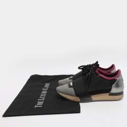 Pre Owned Balenciaga Race Runner Size 36 Grey/Black Leather and Mesh Low Top Sneakers