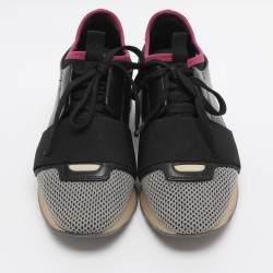 Pre Owned Balenciaga Race Runner Size 36 Grey/Black Leather and Mesh Low Top Sneakers