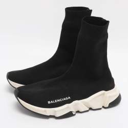 مملوكة مسبقًا Balenciaga Speed Size 36 Black Knit Fabric High Top Sneakers
