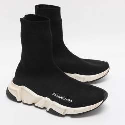 مملوكة مسبقًا Balenciaga Speed Size 36 Black Knit Fabric High Top Sneakers