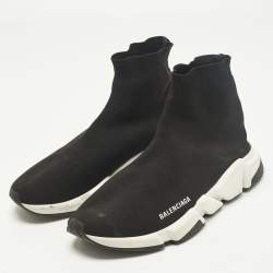مملوكة مسبقًا Balenciaga Speed Trainer Size 43 Black Knit Fabric High Top Sneakers