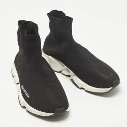 مملوكة مسبقًا Balenciaga Speed Trainer Size 43 Black Knit Fabric High Top Sneakers