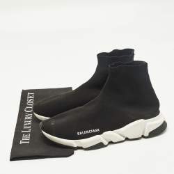 مملوكة مسبقًا Balenciaga Speed Trainer Size 43 Black Knit Fabric High Top Sneakers