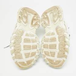 Pre Owned حذاء رياضي بالنسياغا تراك منخفض من أعلى جلد صناعي وشبك أبيض/ برتقالي مقاس 40