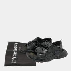 مملوكة مسبقًا Balenciaga Track Size 42 Black Faux Leather Slingback Sandals