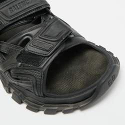 مملوكة مسبقًا Balenciaga Track Size 42 Black Faux Leather Slingback Sandals