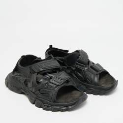 مملوكة مسبقًا Balenciaga Track Size 42 Black Faux Leather Slingback Sandals