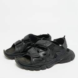 مملوكة مسبقًا Balenciaga Track Size 42 Black Faux Leather Slingback Sandals