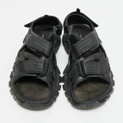 مملوكة مسبقًا Balenciaga Track Size 42 Black Faux Leather Slingback Sandals