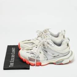 مملوكة مسبقًا Balenciaga Track Size 42 White Faux Leather and Mesh Lace Up Sneakers