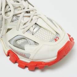 مملوكة مسبقًا Balenciaga Track Size 42 White Faux Leather and Mesh Lace Up Sneakers