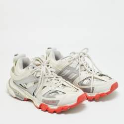 مملوكة مسبقًا Balenciaga Track Size 42 White Faux Leather and Mesh Lace Up Sneakers
