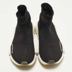 مملوكة مسبقًا حذاء رياضي بالنسياغا سبيتد ترينر قماش محبوك أسود برباط مطاطي مقاس 39