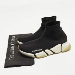 مملوكة مسبقًا حذاء رياضي بالنسياغا سبيتد ترينر قماش محبوك أسود برباط مطاطي مقاس 39