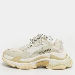 مملوكة مسبقًا Balenciaga Triple S Size 38 Beige Fabric and Nubuck Leather Lace Up Sneakers