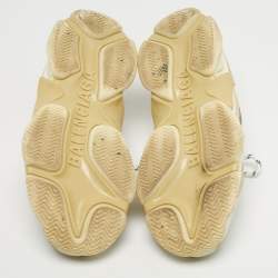 مملوكة مسبقًا Balenciaga Triple S Size 38 Beige Fabric and Nubuck Leather Lace Up Sneakers