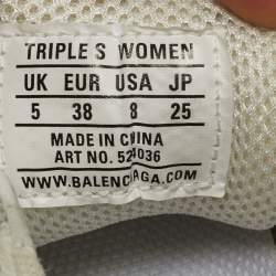 مملوكة مسبقًا Balenciaga Triple S Size 38 Beige Fabric and Nubuck Leather Lace Up Sneakers