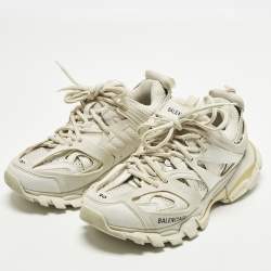 Pre Owned حذاء رياضي بالنسياغا تراك 2 جلد وشبك أخضر وأسود مقاس 37