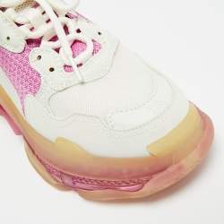 مملوكة مسبقًا حذاء رياضي بالنسياقا تربل أس جلد صناعي أزرق باهت وشبك نعل شفاف مقاس 38