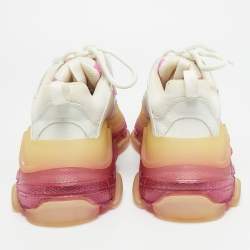 مملوكة مسبقًا حذاء رياضي بالنسياقا تربل أس جلد صناعي أزرق باهت وشبك نعل شفاف مقاس 38