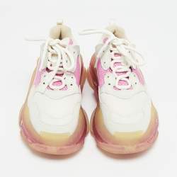 مملوكة مسبقًا حذاء رياضي بالنسياقا تربل أس جلد صناعي أزرق باهت وشبك نعل شفاف مقاس 38