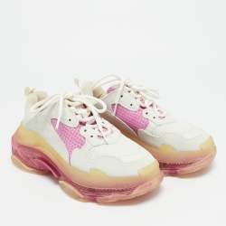 مملوكة مسبقًا حذاء رياضي بالنسياقا تربل أس جلد صناعي أزرق باهت وشبك نعل شفاف مقاس 38