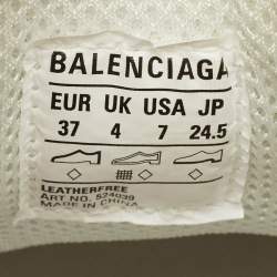 Pre Owned حذاء رياضي بالنسياغا ثلاثي إس نعل شفاف جلد صناعي وشبك أبيض مقاس 37