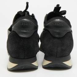 مملوكة مسبقًا حذاء رياضي بالنسياغا شبكة وجلد أسود/أزرق رايس رانر منخفض علوي مقاس 36