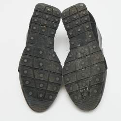 مملوكة مسبقًا حذاء رياضي بالنسياغا شبكة وجلد أسود/أزرق رايس رانر منخفض علوي مقاس 36