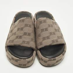 مملوكة مسبقًا Balenciaga Rise Size 39 Brown Canvas Platform Sandals