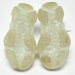 مملوكة مسبقًا Balenciaga Triple S Size 36 White Fabric and Faux Leather Lace Up Sneakers