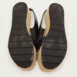 مملوكة مسبقًا Balenciaga Size 37 Black Leather and Stretch Band Platform Espadrille Sandals