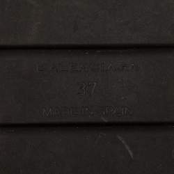 مملوكة مسبقًا Balenciaga Size 37 Black Leather and Stretch Band Platform Espadrille Sandals