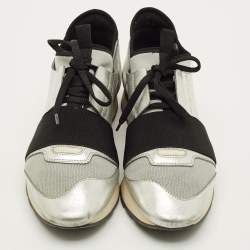مملوكة مسبقًا Balenciaga Race Runner Size 39 Silver/Grey Leather and Mesh Low Top Sneakers