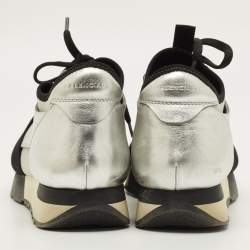مملوكة مسبقًا Balenciaga Race Runner Size 39 Silver/Grey Leather and Mesh Low Top Sneakers
