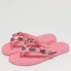 Pre Owned Balenciaga Le Cagole Size 40 Pink Rubber Thong Sandals
