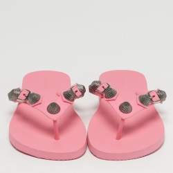 Pre Owned Balenciaga Le Cagole Size 40 Pink Rubber Thong Sandals