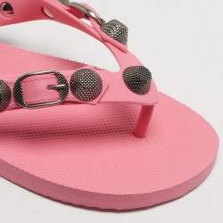 Pre Owned Balenciaga Le Cagole Size 40 Pink Rubber Thong Sandals