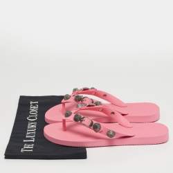 Pre Owned Balenciaga Le Cagole Size 40 Pink Rubber Thong Sandals