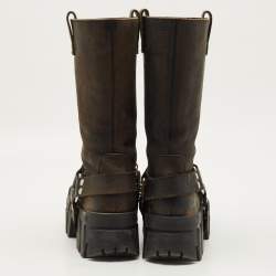 مملوكة مسبقًا حذاء بوت هارنس جلد بالنسياقا بني مقاس 39