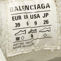 مملوكة مسبقًا Balenciaga 3XL Size 39 Silver Faux Leather and Net Lace Up Sneakers