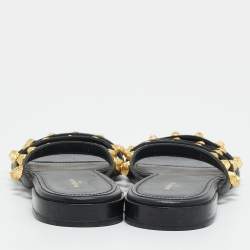 مملوكة مسبقًا Balenciaga Arena Size 39 Black Leather Studded Flat Slide